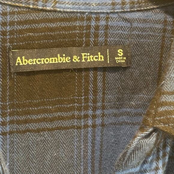 Abercrombie & Fitch Blue Plaid Flannel Shirt Dress - size Small - Picture 4 of 6